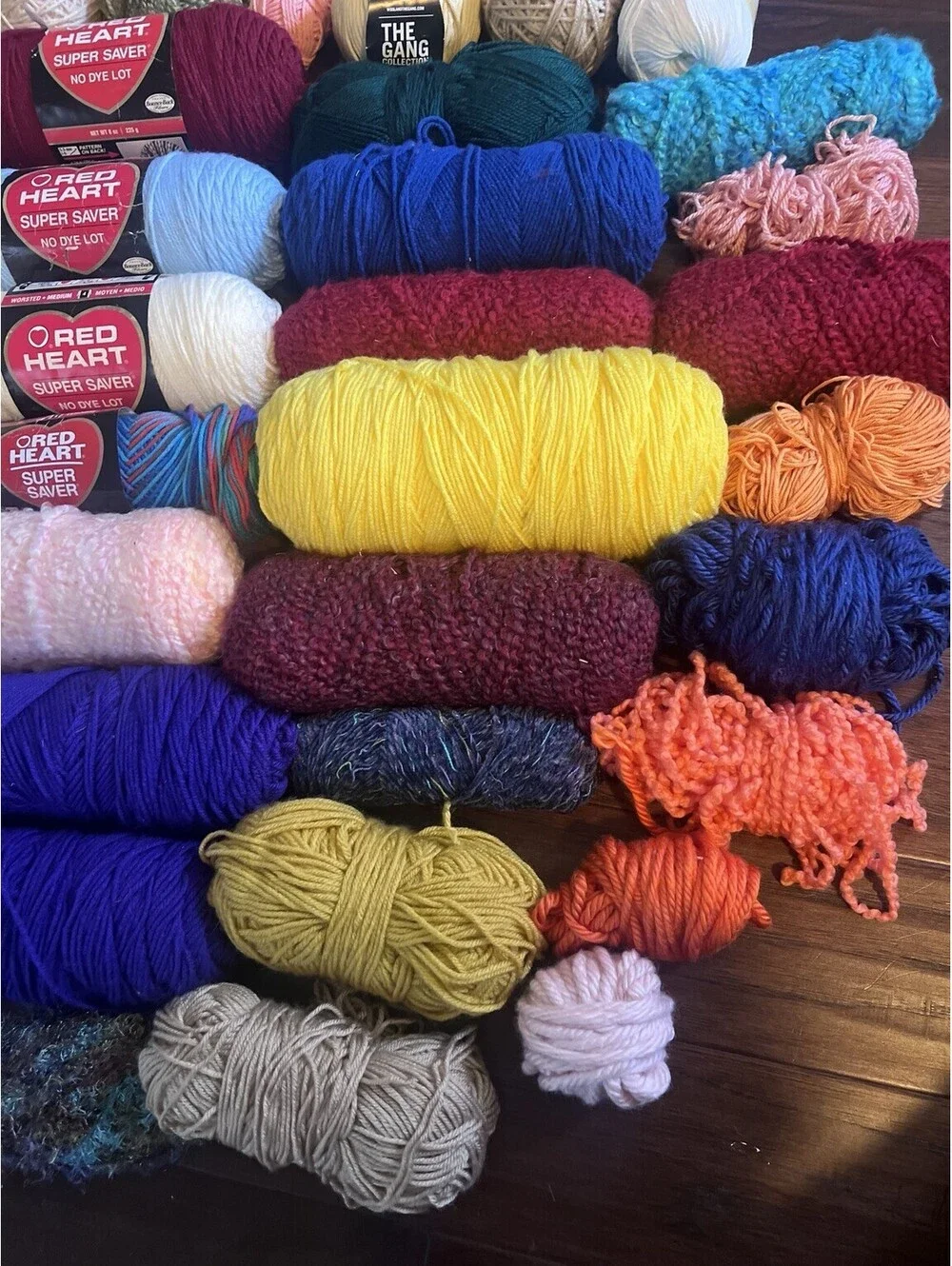 Large Mixed Yarn Lot 30+ Skeins Balls Red Heart Sugar’n Cream Craft Crochet